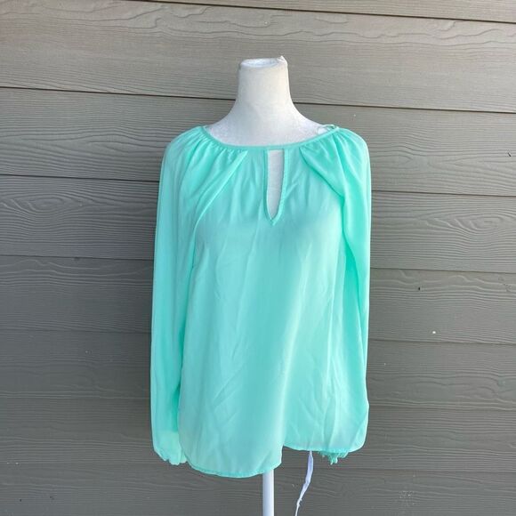 Vince Camuto blue spring long sleeve blouse - Picture 1 of 7